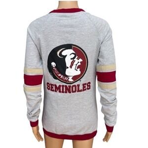 E5 College Classics FSU Florida State Seminoles Gray Garnet Cardigan Medium‎